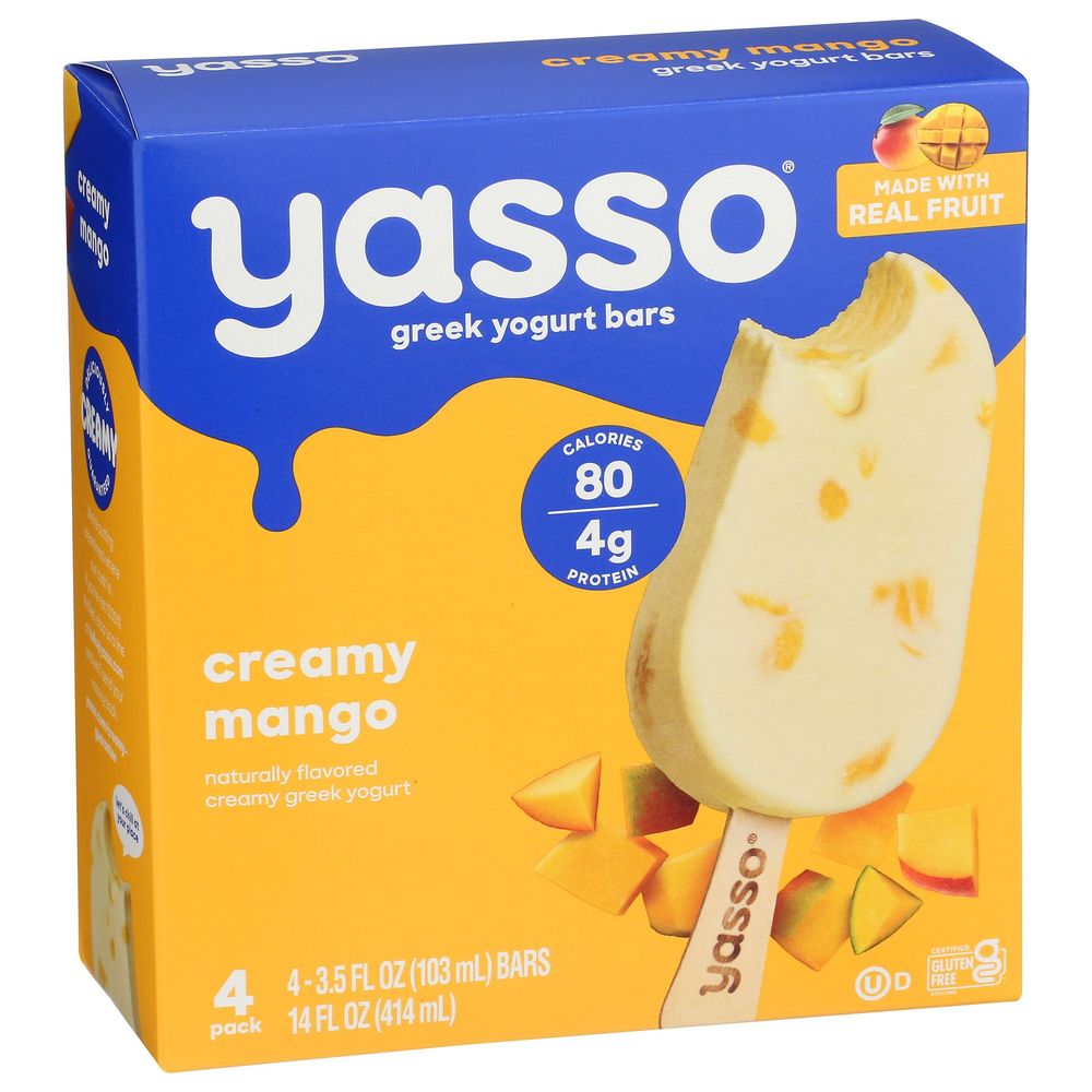 Yasso Creamy Mango Greek Yogurt Bar, 3.5 Fluid Ounce -- 32 Per Case