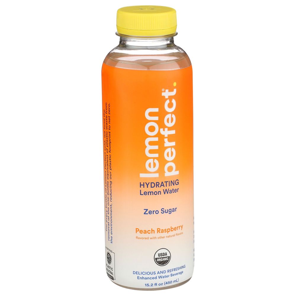 Lemon Perfect Hydrating Zero Sugar Peach Raspberry Water, 15.2 Ounce -- 12 Per Case