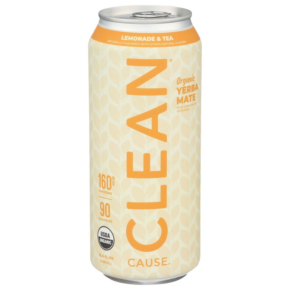 Clean Cause Organic Lemonade And Tea Yerba Mate, 15.5 Fluid Ounce -- 12 Per Case