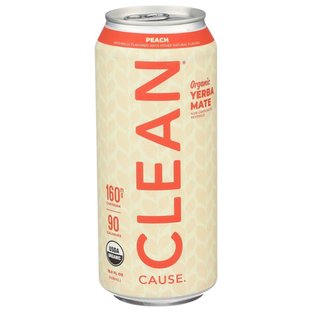Clean Cause Organic Peach Yerba Mate, 15.5 Fluid Ounce -- 12 Per Case