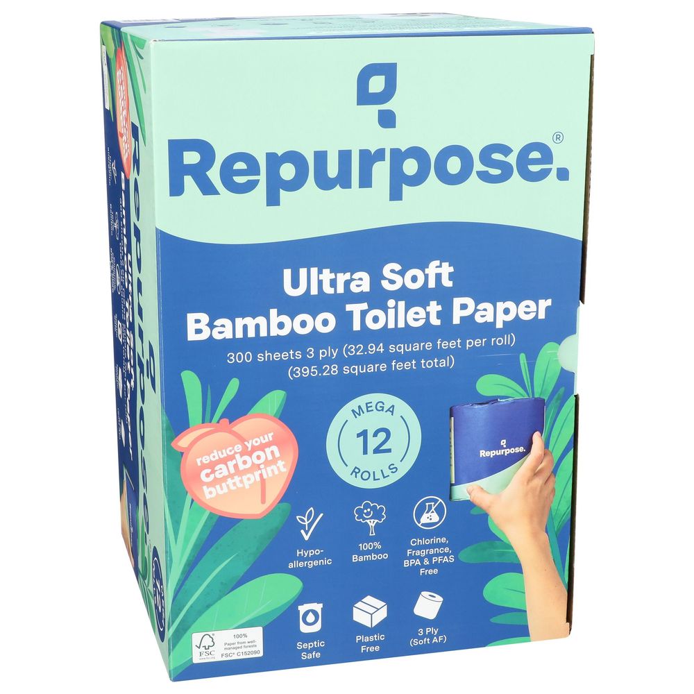 Repurpose Ultra Soft Bamboo Toilet Paper, 12 Count -- 4 Per Case
