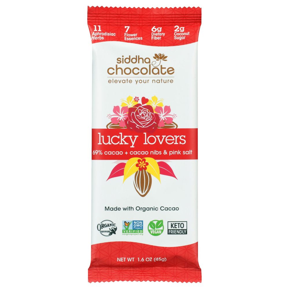 Siddha Organic Lucky Lovers Chocolate Bar, 45 Gram -- 6 per case