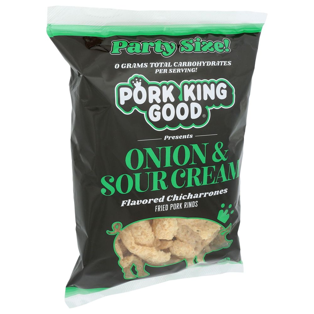 Pork King Good Sour Cream and Onion Pork Rinds, 7 Ounce -- 6 per case