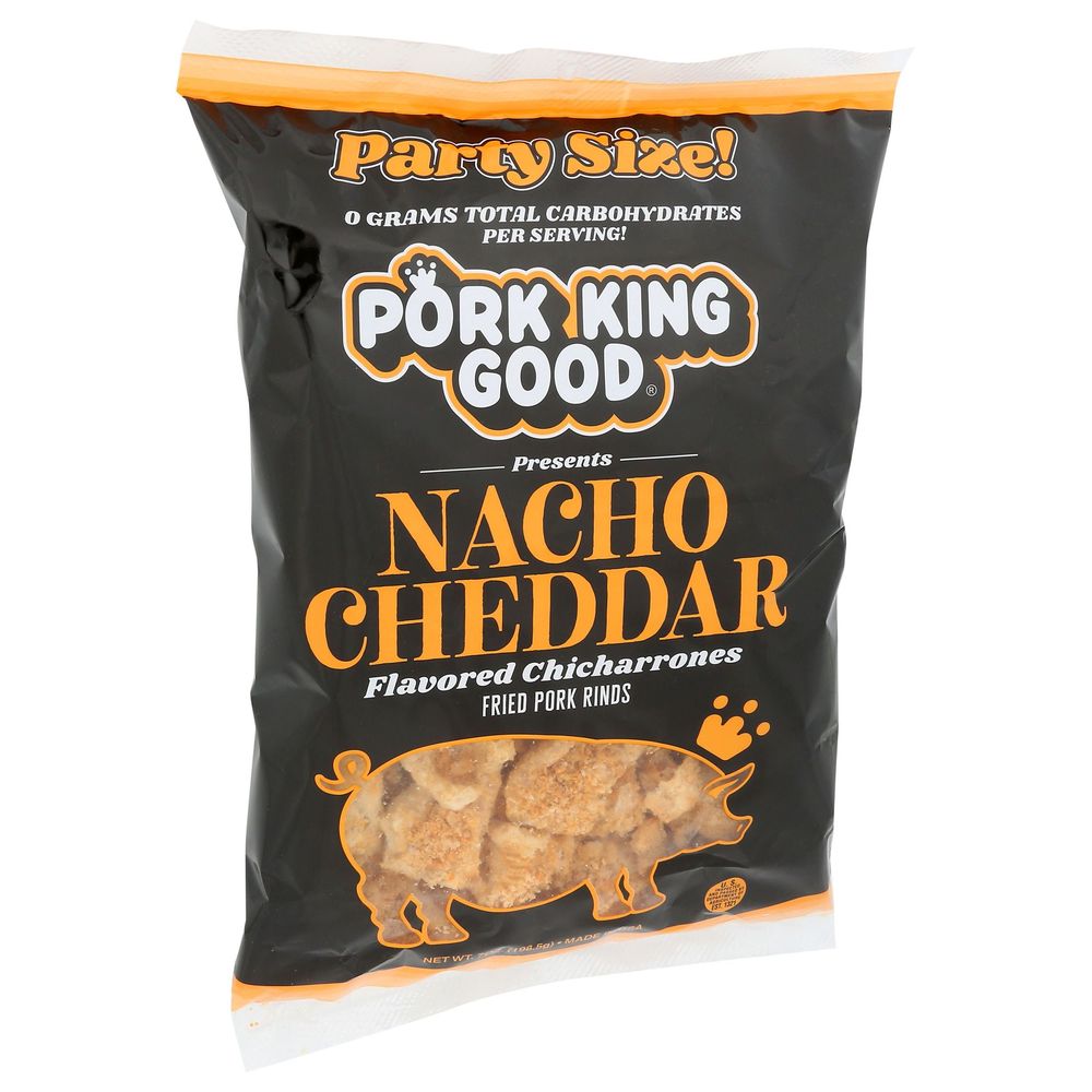 Pork King Good Nacho Cheddar Pork Rinds, 7 Ounce -- 6 per case