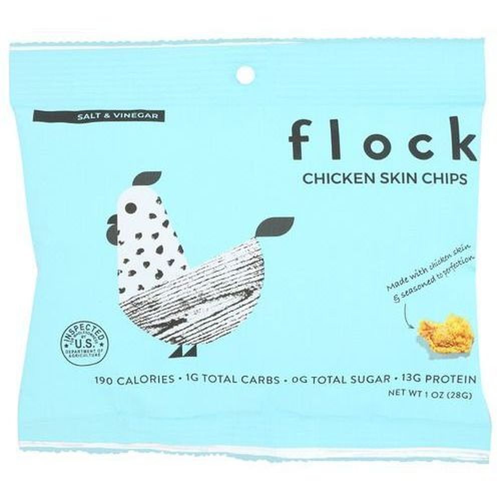 Flock Salt And Vinegar Chicken Skin Chips, 1 Ounce -- 8 Per Case