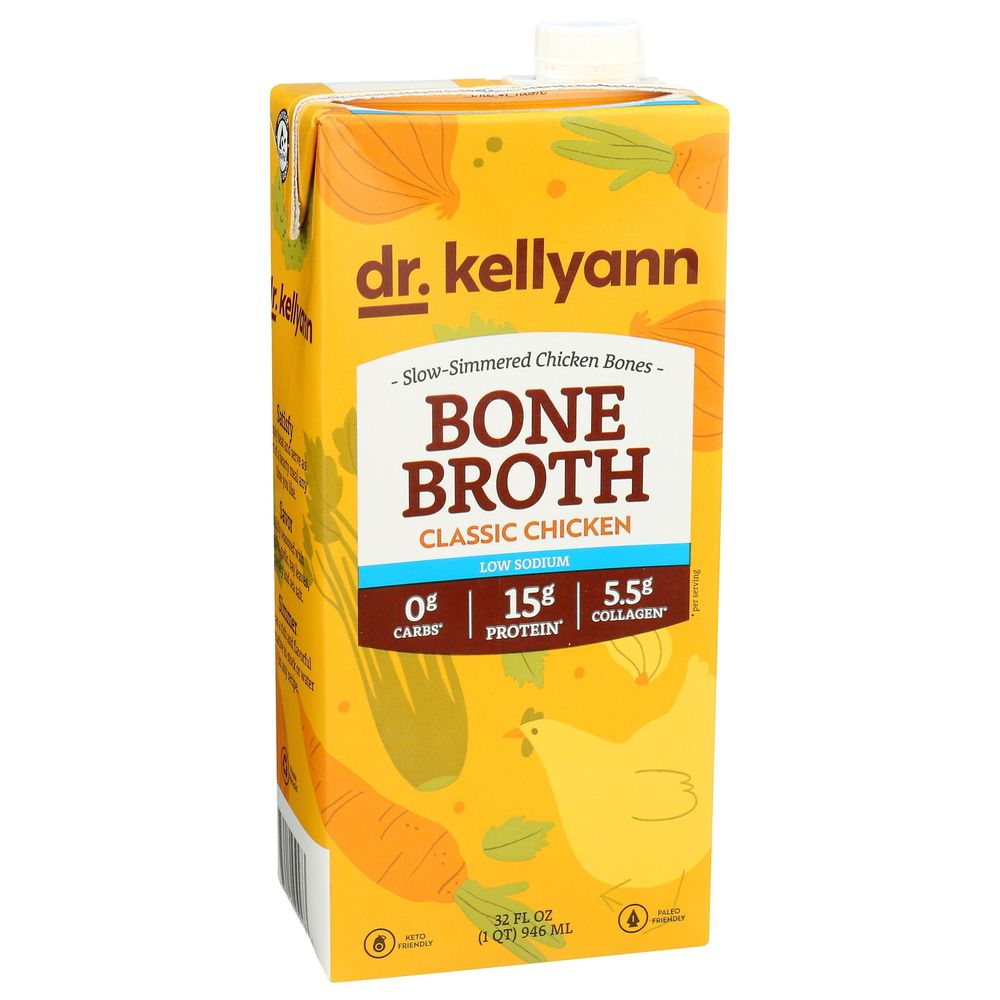 Dr. Kellyann Low Sodium Classic Chicken Bone Broth, 32 Fluid Ounce -- 6 Per Case