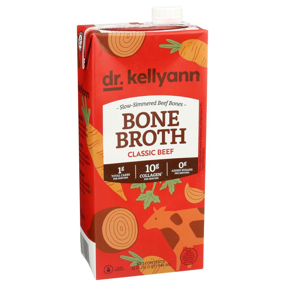 Dr. Kellyann Classic Beef Bone Broth, 32 Fluid Ounce -- 6 Per Case