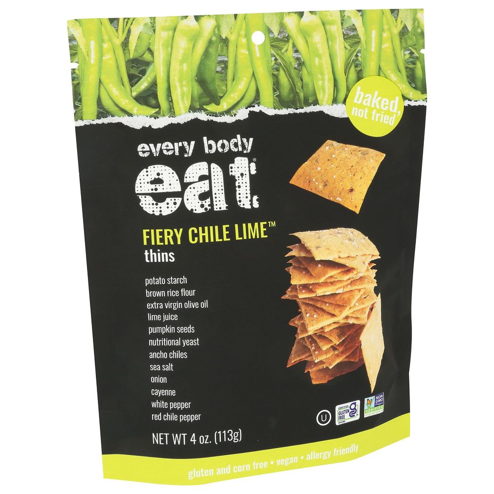 Every Body Eats Fiery Chile Lime Snack Thins, 4 Ounce -- 6 Per Case