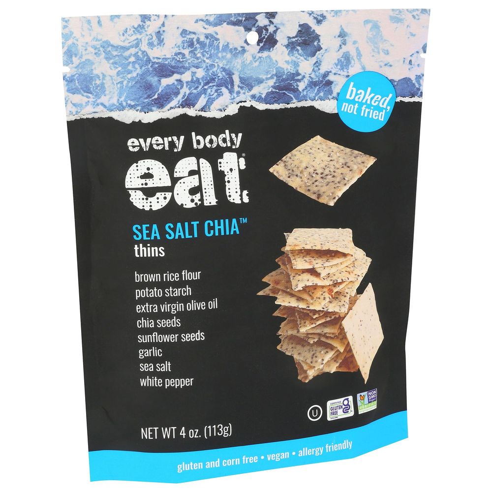 Every Body Eats Sea Salt Chia Snack Thins, 4 Ounce -- 6 Per Case
