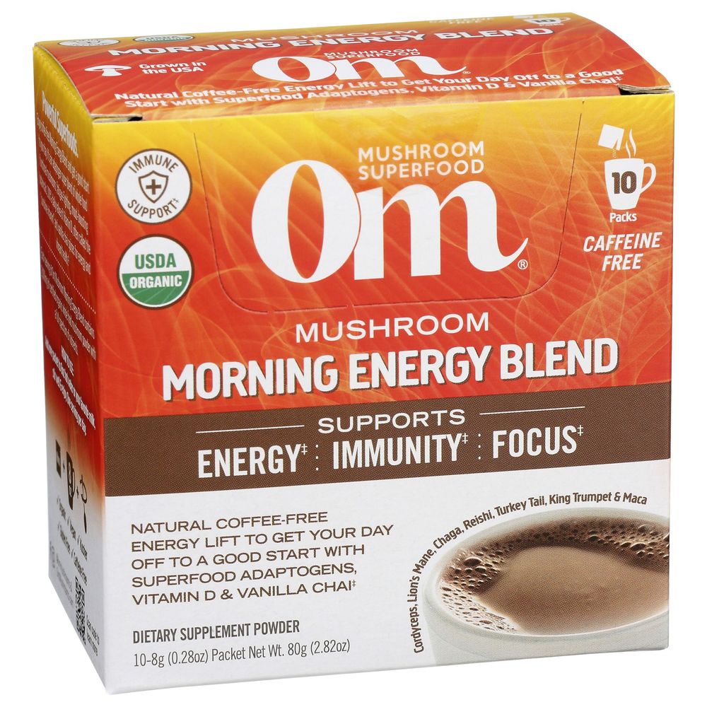 Om Mushroom Morning Energy Blend Powder, 10 Count