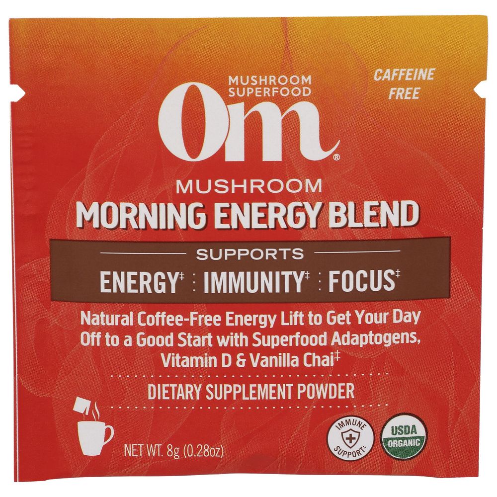 Om Organic Mushroom Morning Energy Blend Powder, 0.28 Ounce -- 10 Per Case