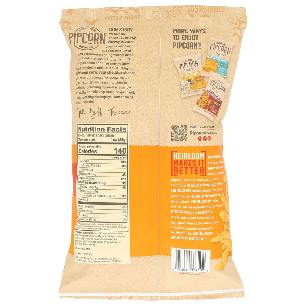 Pipcorn Cheddar Crunchies, 7 Ounce -- 12 Per Case