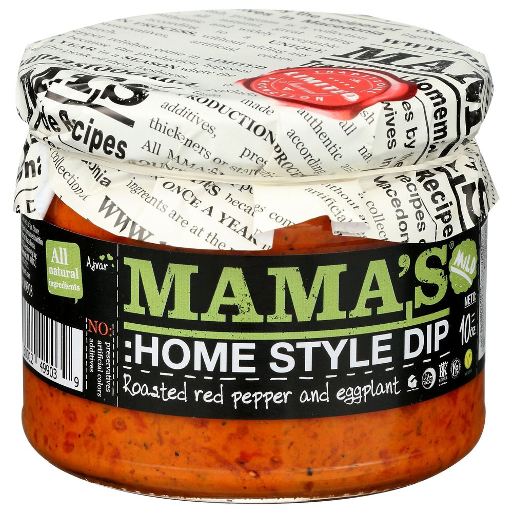 Mamas Roasted Red Pepper And Egg Plant Mild Homestyle Dip, 10 Ounce -- 6 Per Case