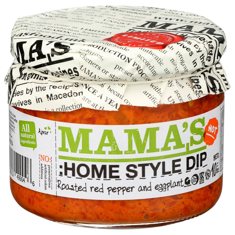 Mamas Roasted Red Pepper And Egg Plant Hot Homestyle Dip, 10 Ounce -- 6 Per Case
