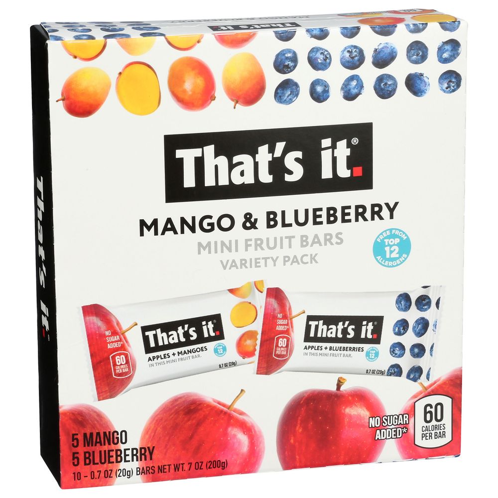 That's It Mango Blueberry Mini Fruit Bar, 7 Ounce -- 6 Per Case