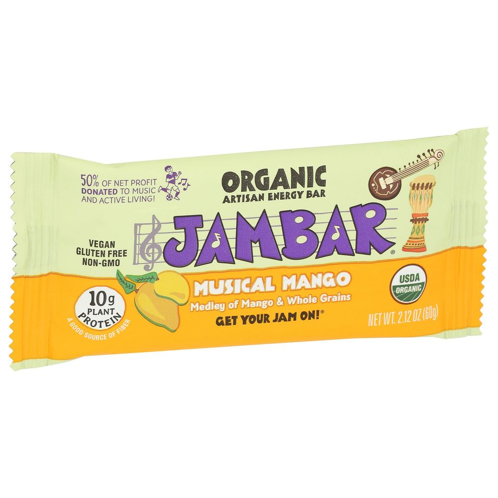 Jambar Organic Musical Mango Energy Bar, 2.12 Ounce -- 12 Per Case