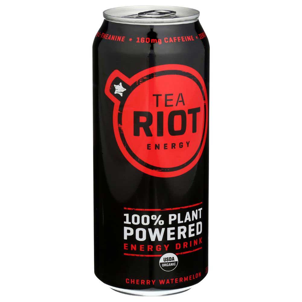 Tea Riot Organic Cherry Watermelon Plant Based Energy Drink, 16 Ounce -- 12 Per Case