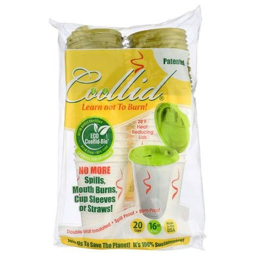 Coollid 16 Ounce Eco-Friendly Cups and Lids, 20 count -- 7 per case
