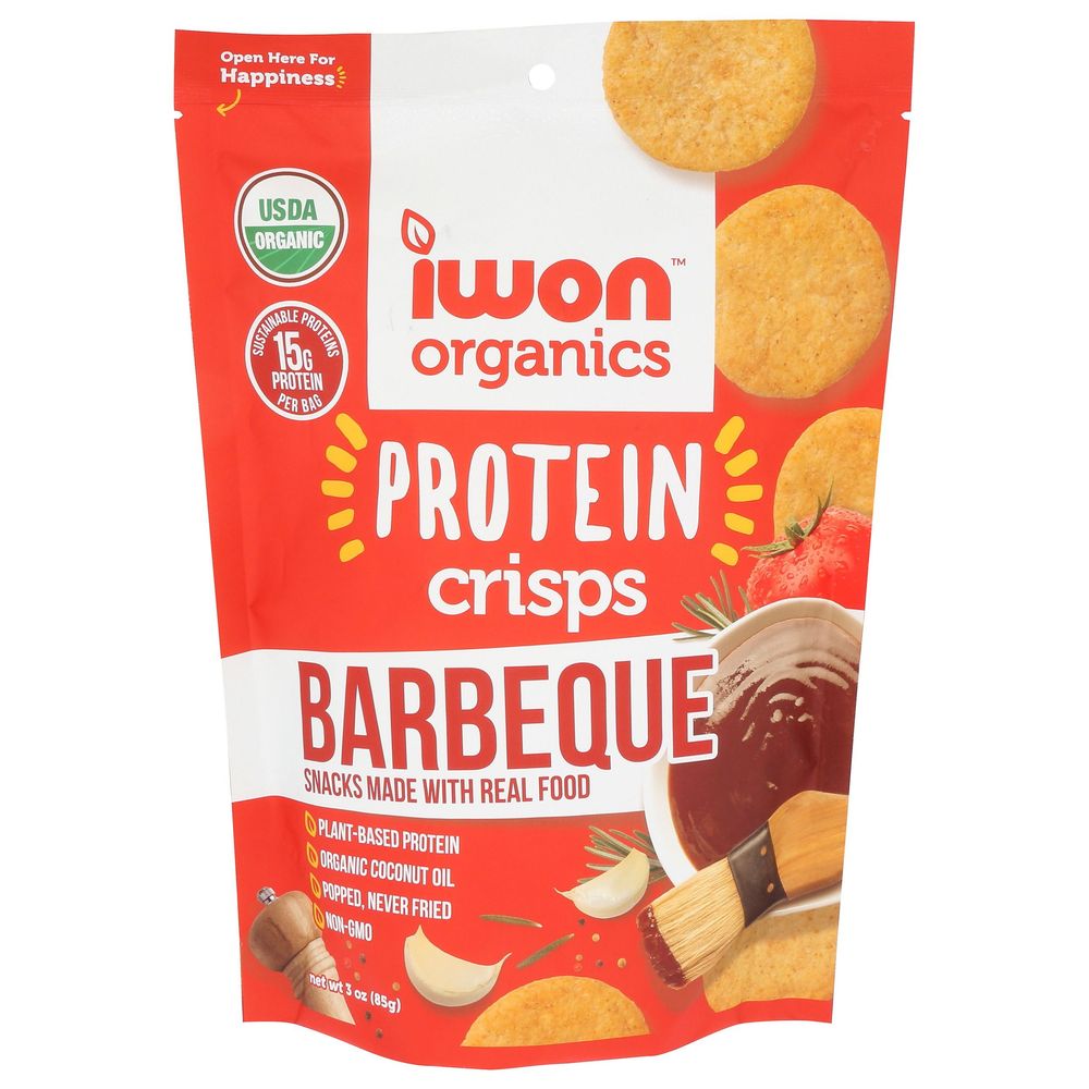 Iwon Organic Barbeque Protein Crisps, 3 Ounce -- 8 Per Case