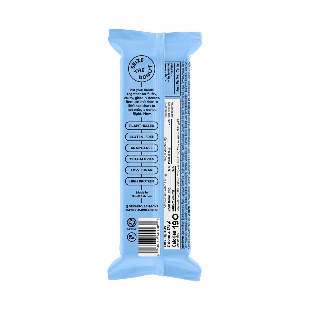 Drumroll Plant Based Vanilla Glazed Donuts, 2.6 Ounce -- 12 Per Case