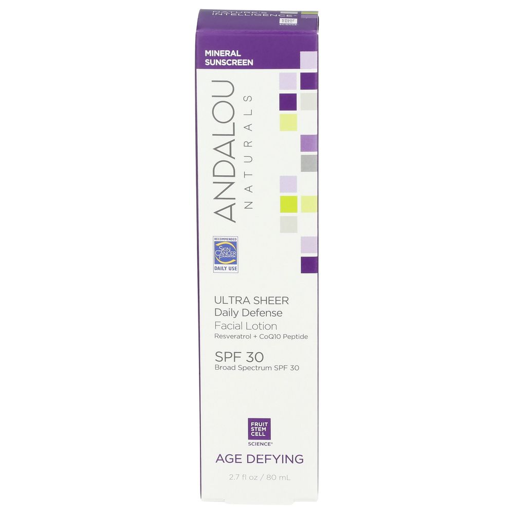 Andalou Naturals SPF 30 Ultra Sheer Daily Defense Facial Lotion, 2.7 Fluid Ounce