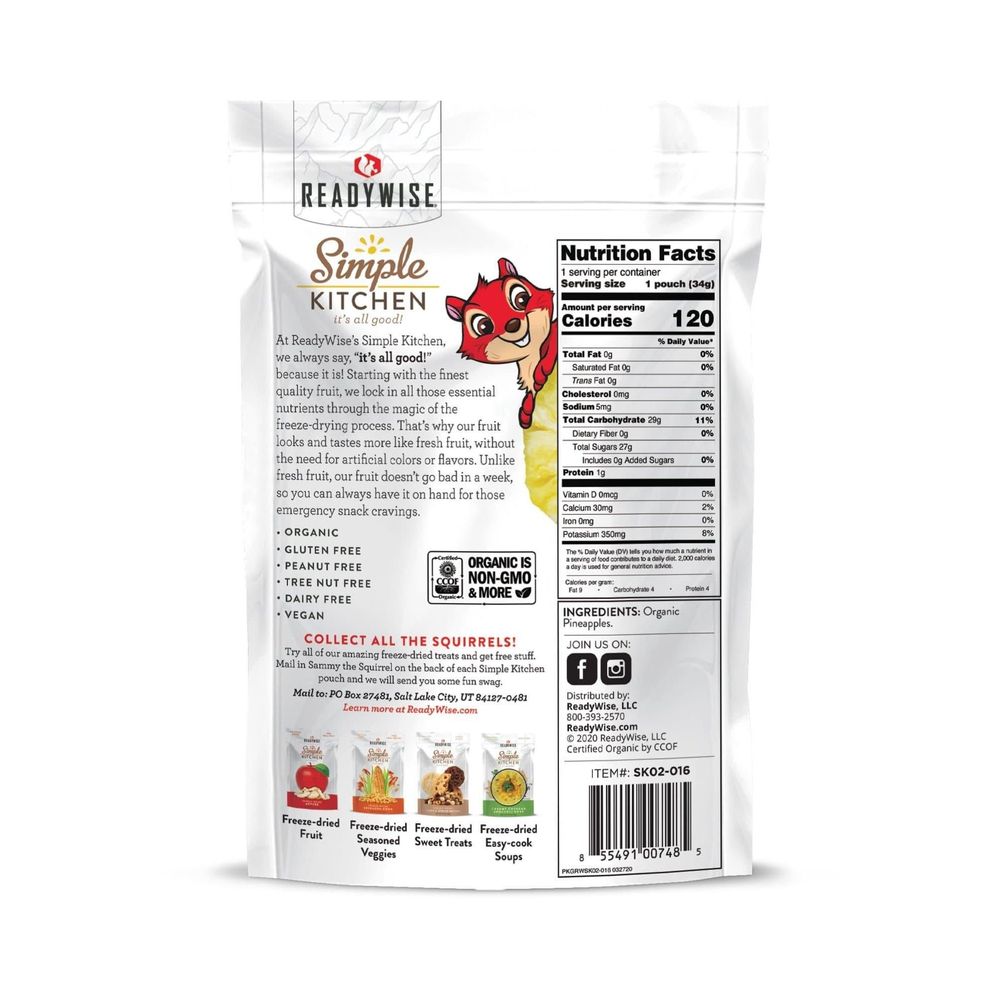 Simple Kitchen Organic Freeze-dried Pineapples, 1.2 Ounce -- 6 Per Case