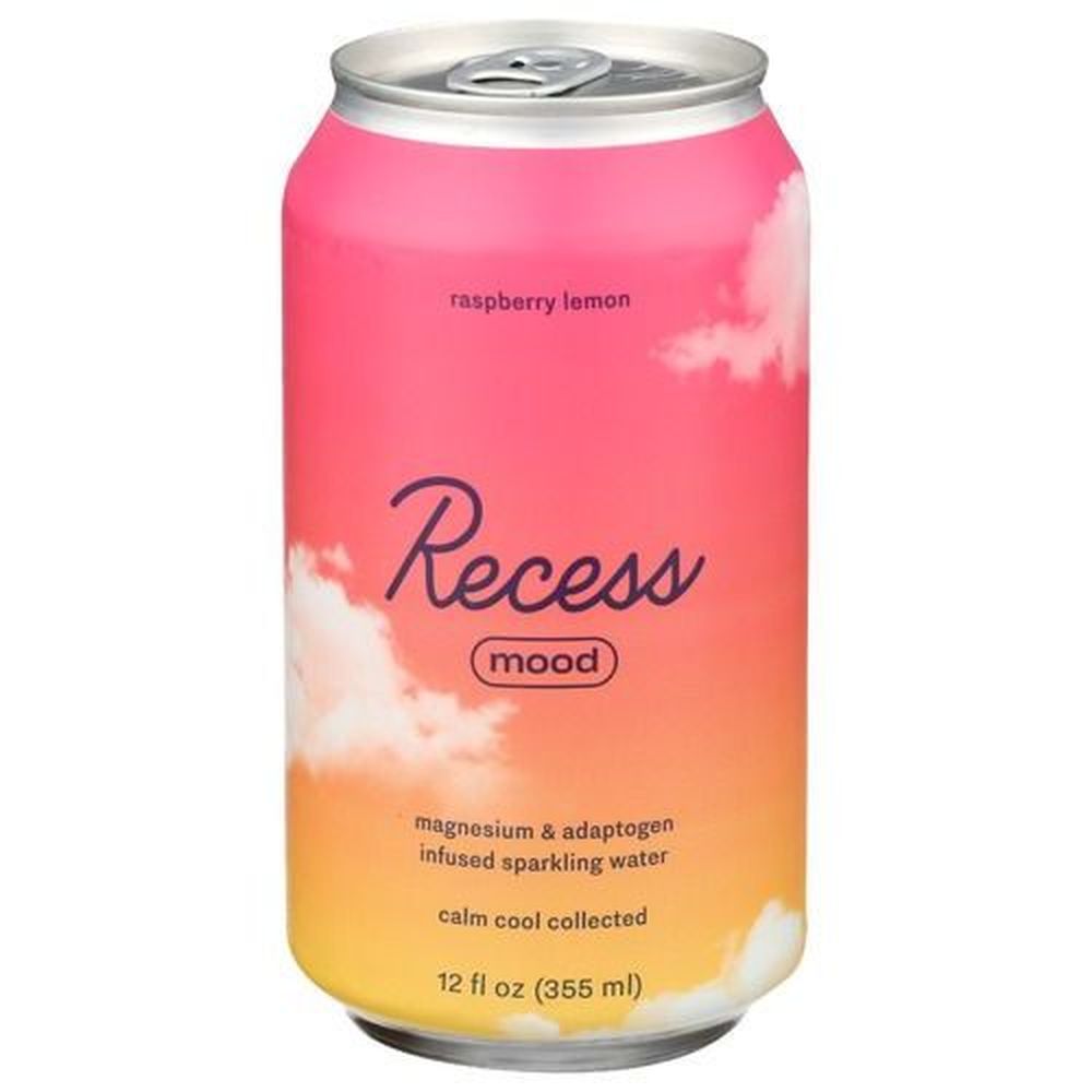Recess Mood Raspberry Lemon Sparkling Water, 12 Fluid Ounce -- 12 per case