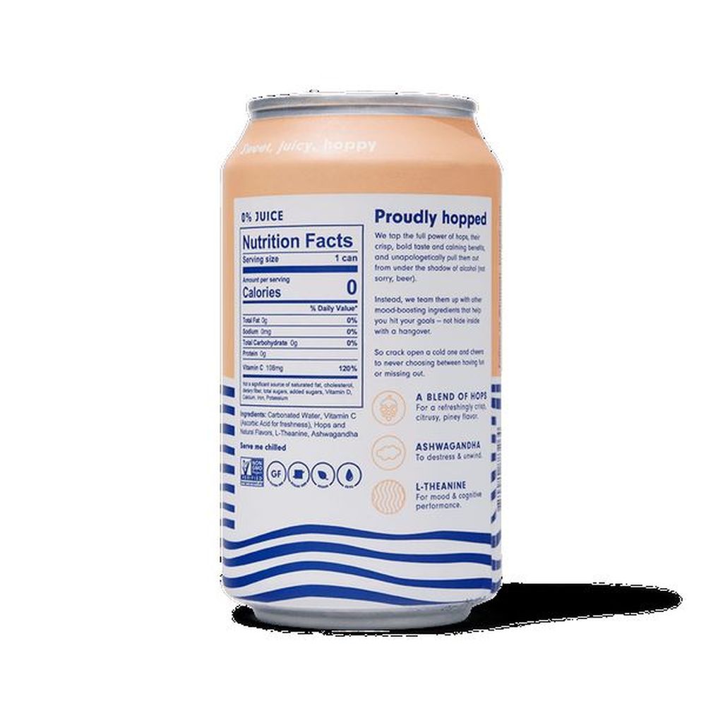 Hop Peach Sparkling Hop Water, 12 Fluid Ounce -- 24 Per Case