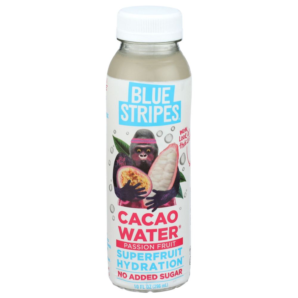 Blue Stripes Passion Fruit Cacao Water, 10 Fluid Ounce -- 6 Per Case