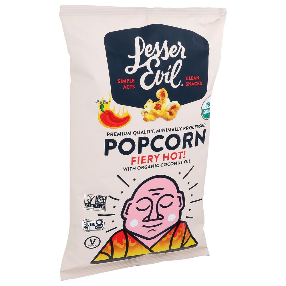 LesserEvil Organic Fiery Hot Popcorn, 4.6 Ounce -- 12 per case