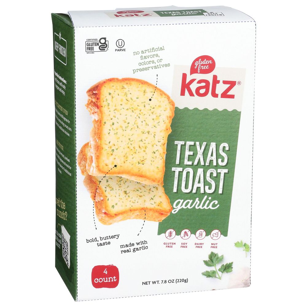 Katz Garlic Texas Toast Bread, 7.8 Ounce -- 6 Per Case