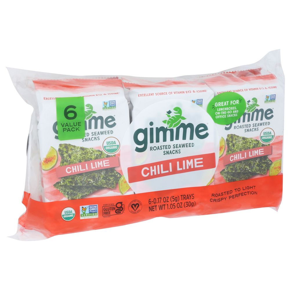 Gimme Organic Chili Lime Roasted Seaweed Snacks, 1.05 Ounce -- 8 Per Case