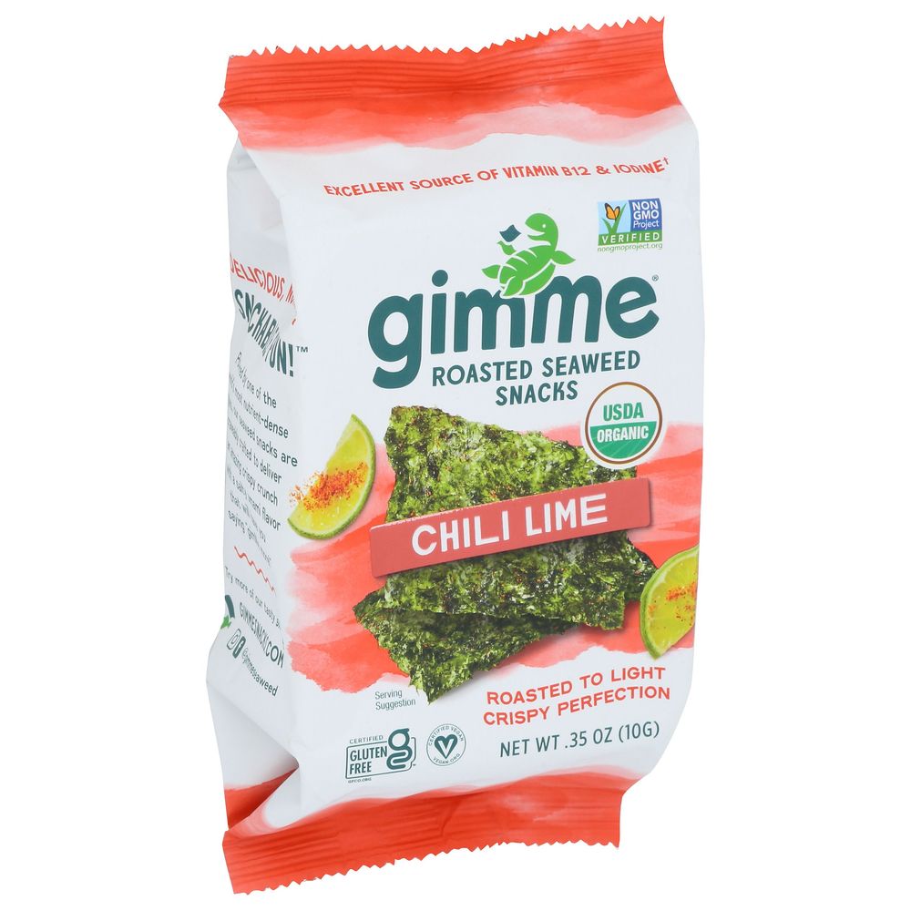 Gimme Organic Chili Lime Roasted Seaweed Snacks, 0.35 Ounce -- 12 Per Case