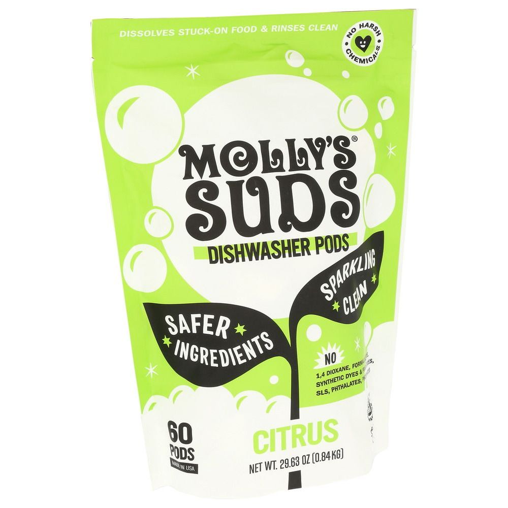 Molly's Suds Citrus Dishwasher Detergent Pods, 29.63 Ounce -- 6 Per Case