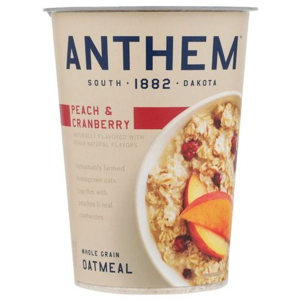 Anthem Peach And Cranberry Whole Grain Oatmeal, 3.25 Ounce Cup -- 6 Per Case