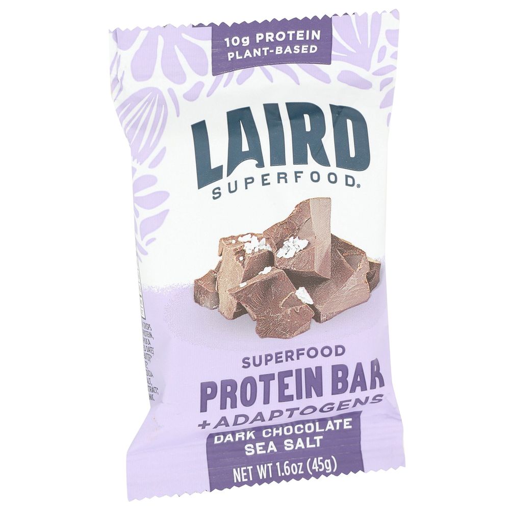 Laird Superfood Dark Chocolate Sea Salt Protein Bar, 1.6 Ounce -- 10 Per Case