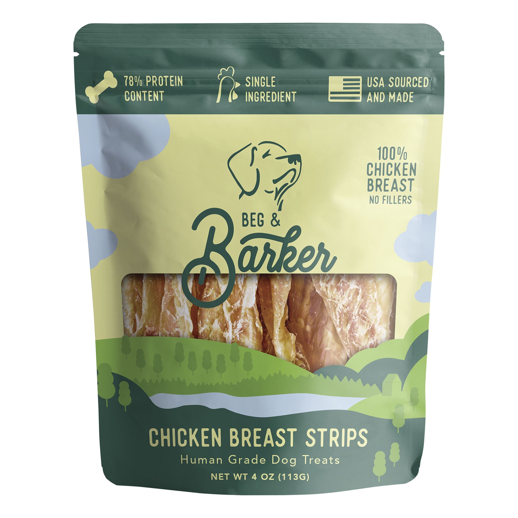 Beg and Barker Chicken Breast Strips Dog Treat, 4 Ounce