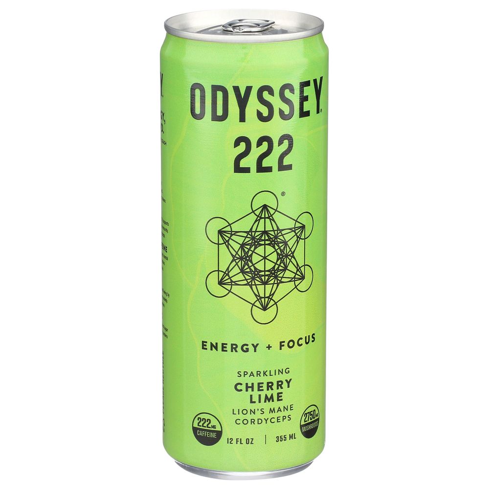 Odyssey 222 Cherry Lime Sparkling Energy Plus Focus Drink, 12
