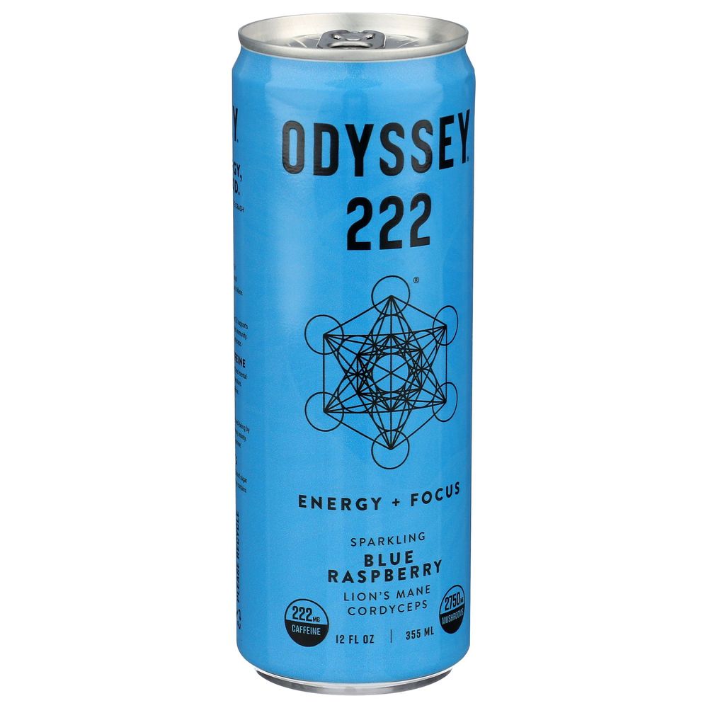 Odyssey 222 Blue Raspberry Sparkling Energy Plus Focus Drink, 12 Fluid Ounce -- 12 Per Case