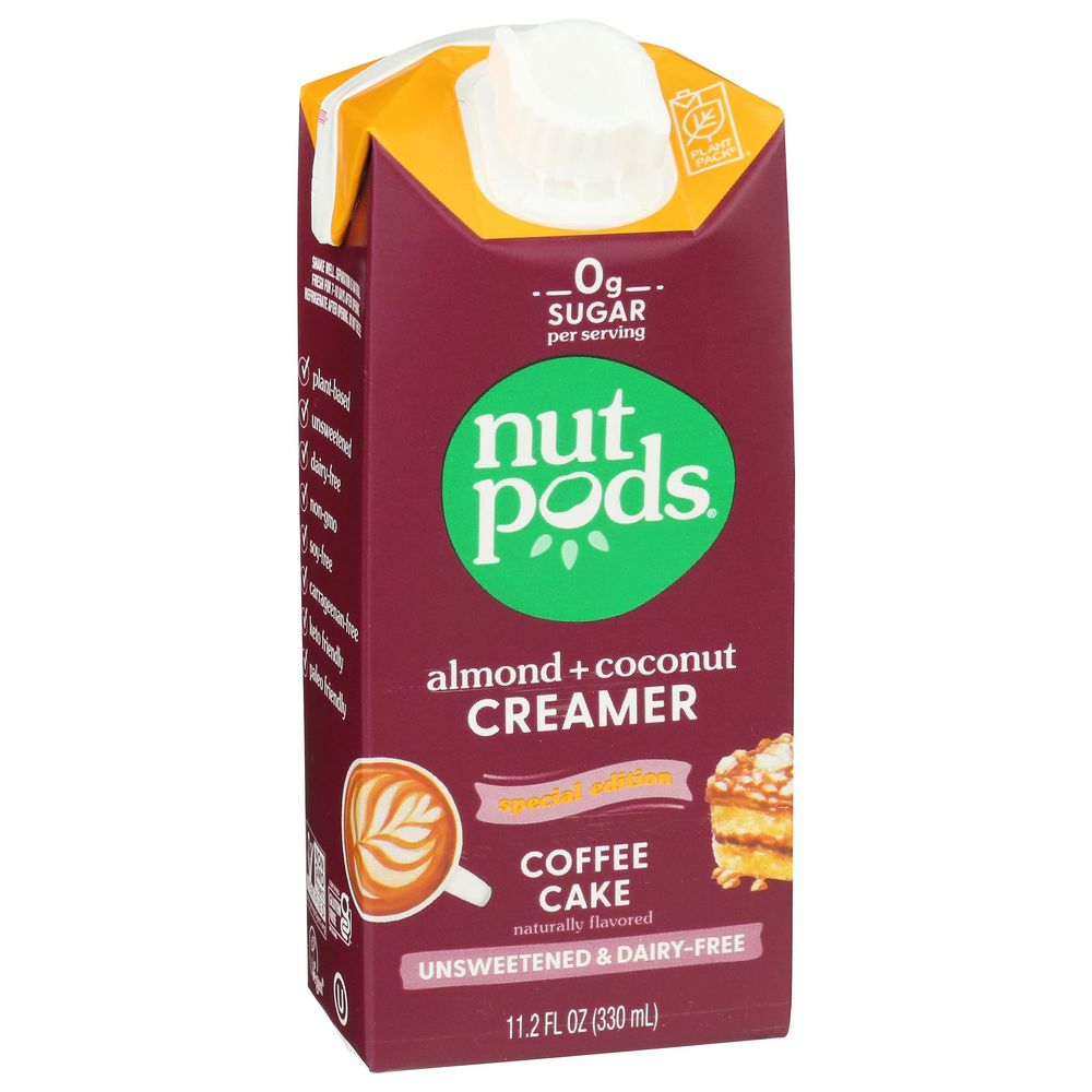 Nutpods Unsweetened Coffee Cake Flavor Almond Plus Coconut Creamer, 11.2 Fluid Ounce -- 12 Per Case