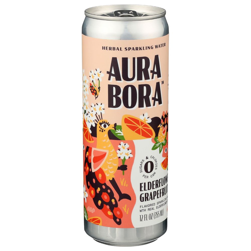 Aura Bora Grapefruit Elderflower Sparkling Water, 12 Fluid Ounce -- 12 Per Case