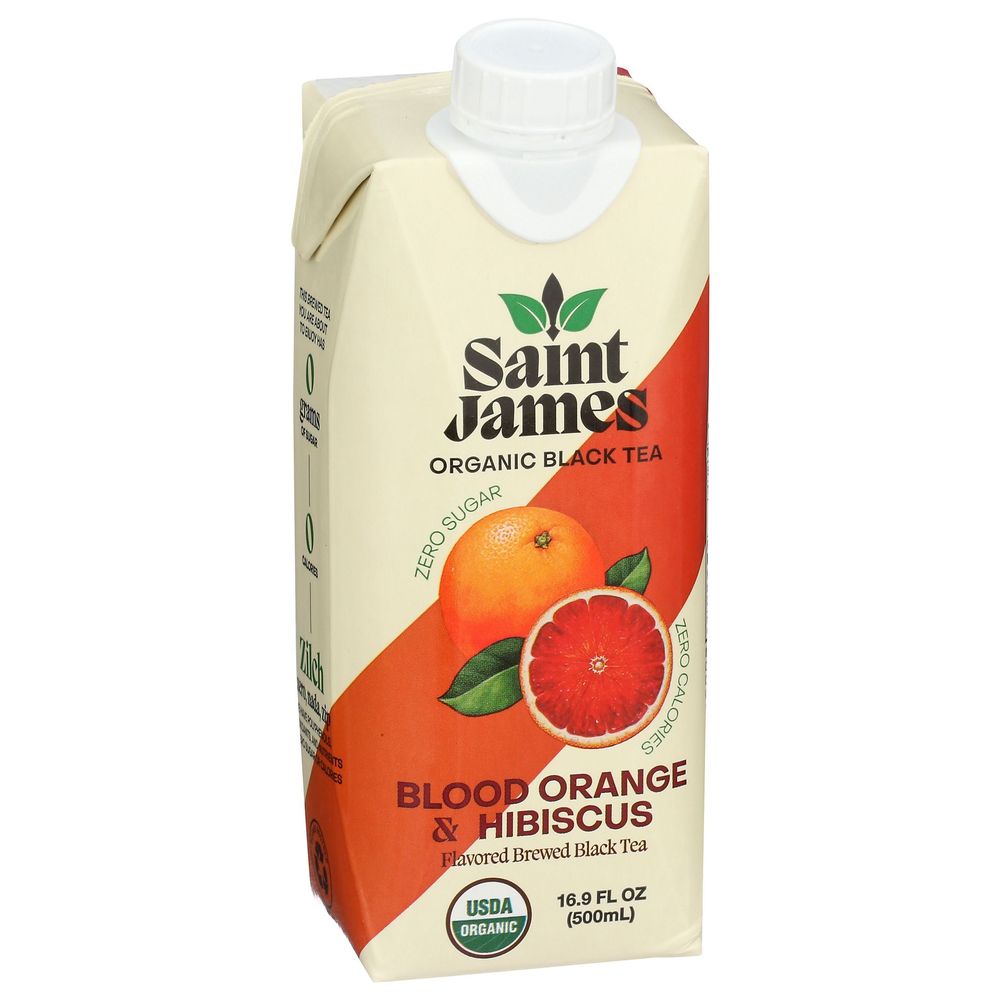 Saint James Organic Blood Orange And Hibiscus Flavored Brewed Black Tea, 16.9 Fluid Ounce -- 12 Per Case