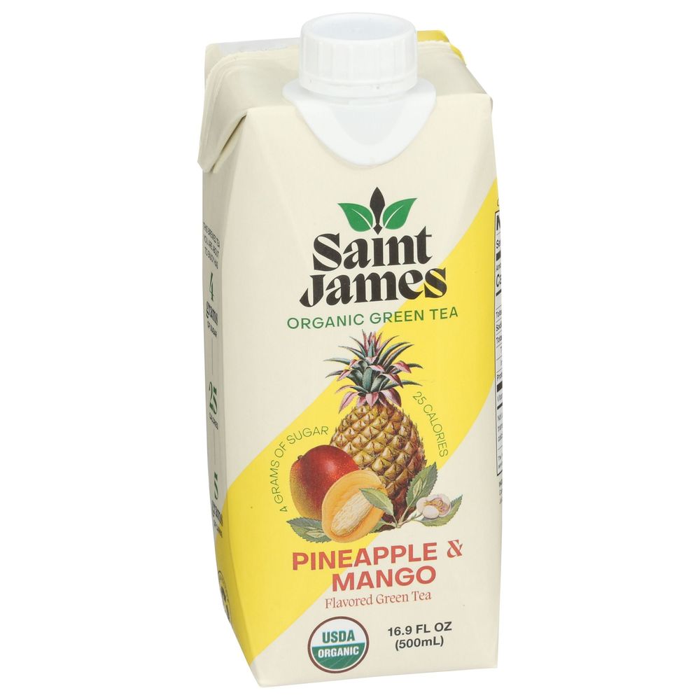 Saint James Organic Pineapple And Mango Flavored Green Tea, 16.9 Fluid Ounce -- 12 Per Case