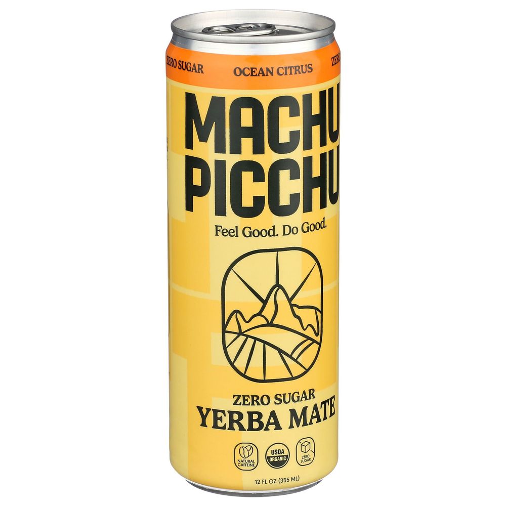 Machu Picchu Organic Ocean Citrus Zero Sugar Yerba Mate, 12 Fluid Ounce -- 12 Per Case