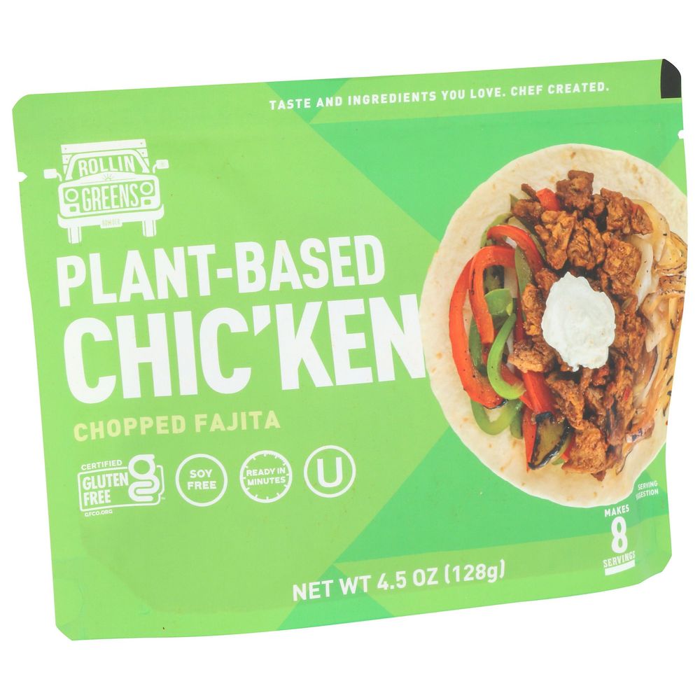 Rollingreens Chopped Fajita Plant Based Chicken, 4.5 Ounce -- 12 Per Case