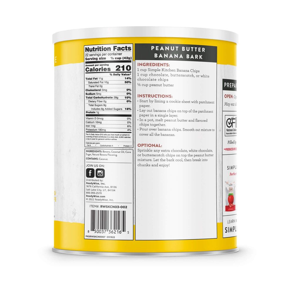 Simple Kitchen Dried Bananas Chips, 22 Servings -- 6 Per Case