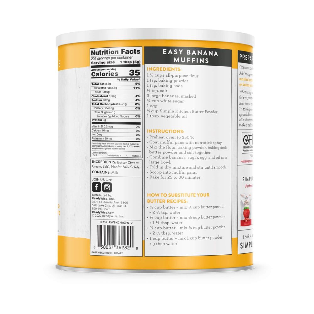 Simple Kitchen Butter Powder, 204 Servings -- 6 Per Case