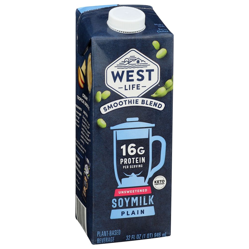 West Life Unsweetened Smoothie Blend Soy Milk, 32 Fluid Ounce -- 6 Per Case