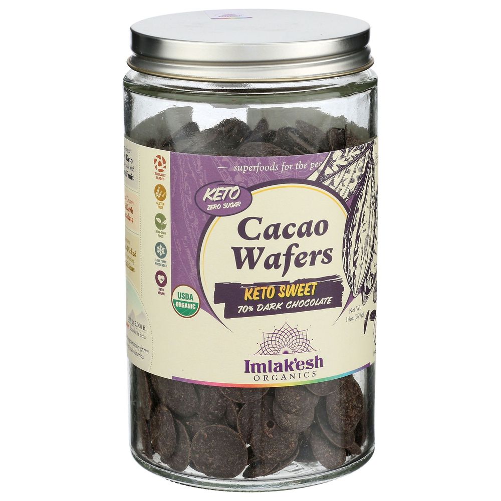 Imlak'esh Organics Keto Sweet Cacao Wafers, 14 Ounce -- 6 Per Case