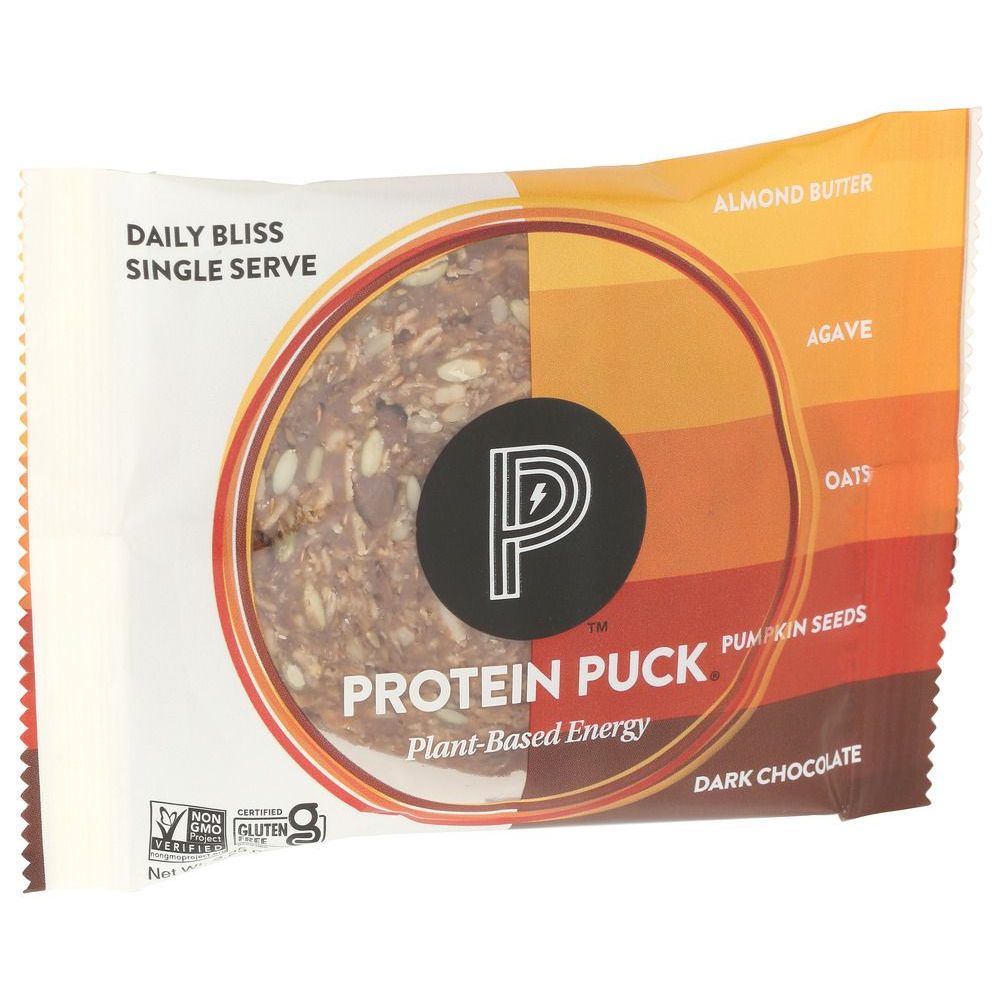Protein Puck Daily Bliss Almond Butter Dark Chocolate Energy Bar, 2.25 Ounce -- 16 Per Case